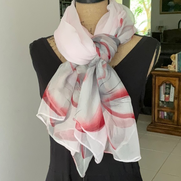 Accessories - NWT Silk Pink and Red Floral Scarf